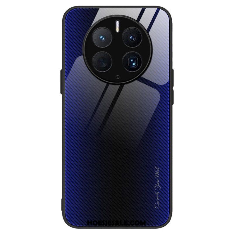 Hoesje voor Huawei Mate 50 Pro Koolstofvezel Gehard Glas