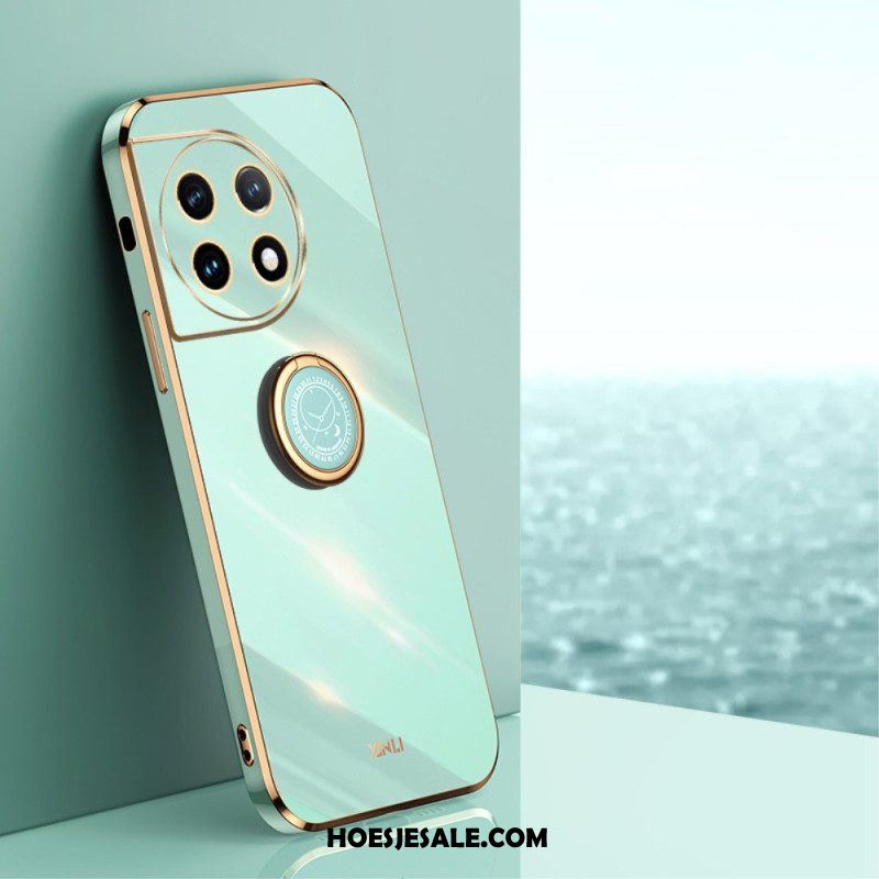 Hoesje voor OnePlus 11 5G Gouden Randen Met Ringondersteuning