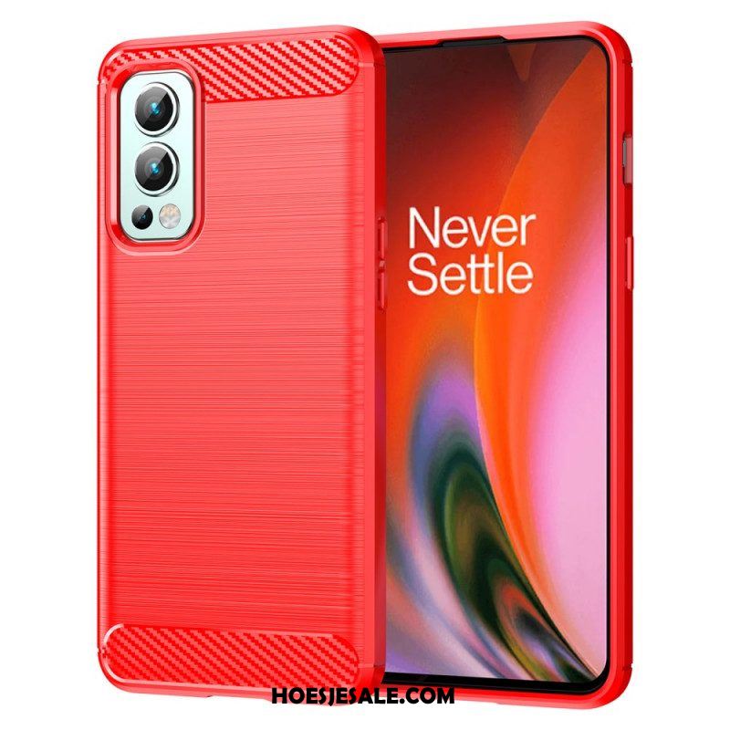 Hoesje voor OnePlus Nord 2 5G Geborstelde Koolstofvezel