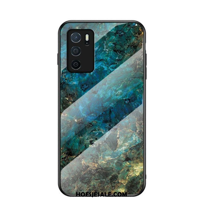 Hoesje voor Oppo A16 / A16s Marmeren Kleuren Gehard Glas