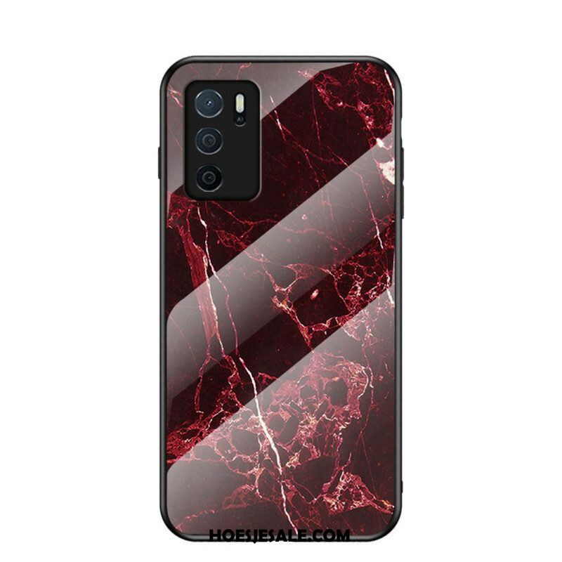 Hoesje voor Oppo A16 / A16s Marmeren Kleuren Gehard Glas