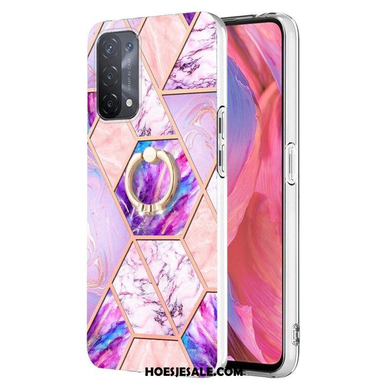 Hoesje voor Oppo A54 5G / A74 5G Marmer Met Ringsteun