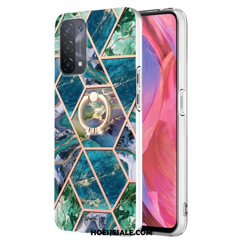 Hoesje voor Oppo A54 5G / A74 5G Marmer Met Ringsteun