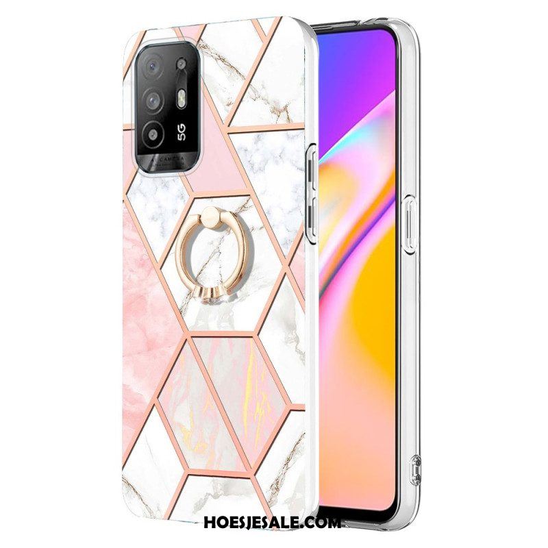 Hoesje voor Oppo A94 5G Geometrisch Marmer Met Ring