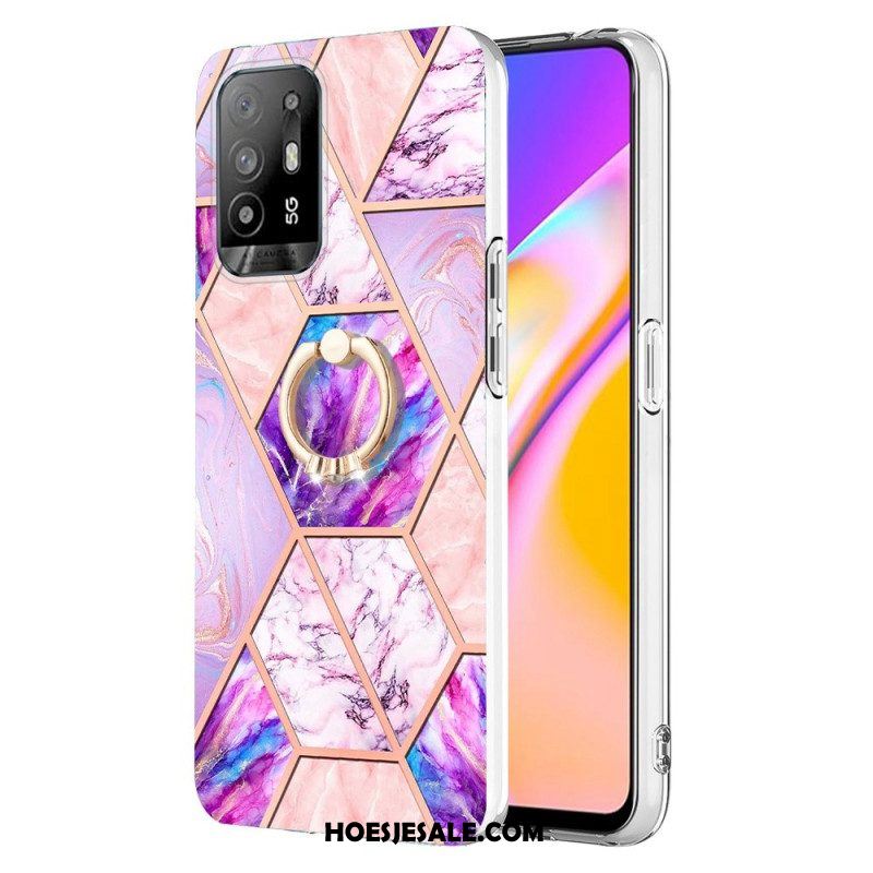 Hoesje voor Oppo A94 5G Geometrisch Marmer Met Ring