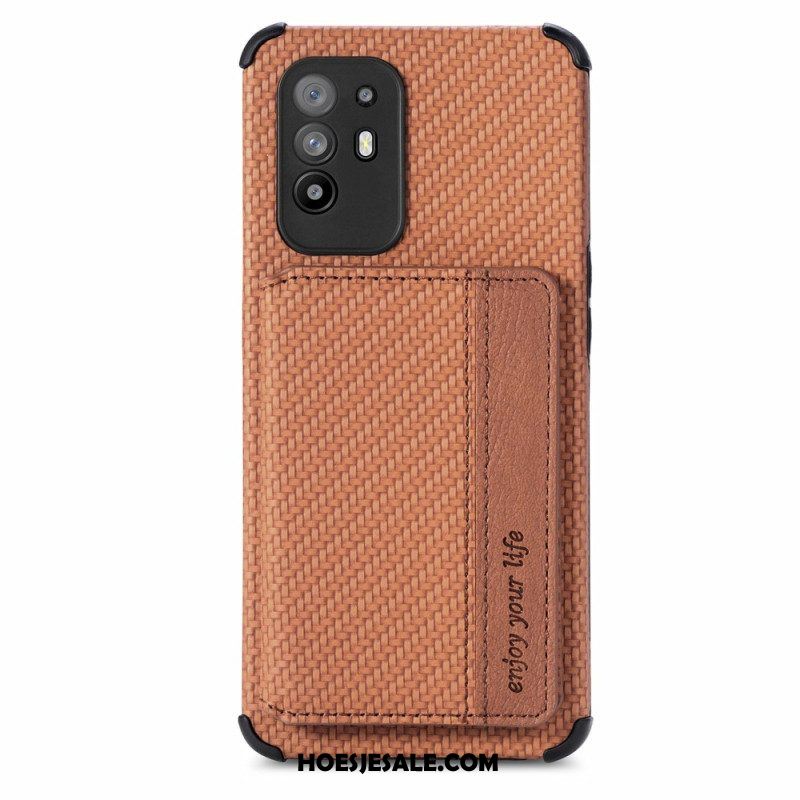 Hoesje voor Oppo A94 5G Koolstofvezel Kaarthouder