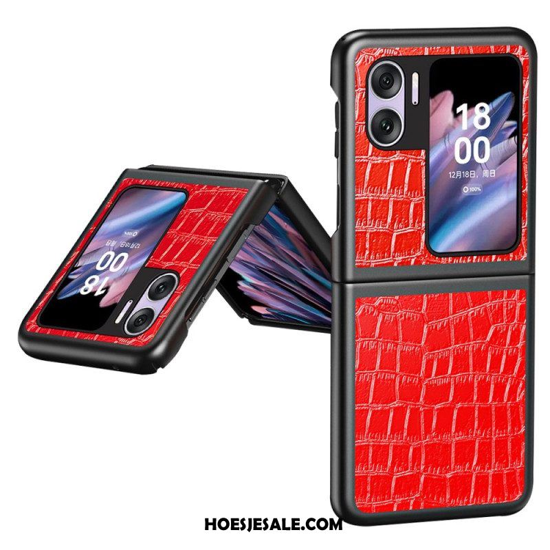 Hoesje voor Oppo Find N2 Flip Folio-hoesje Krokodil Textuur