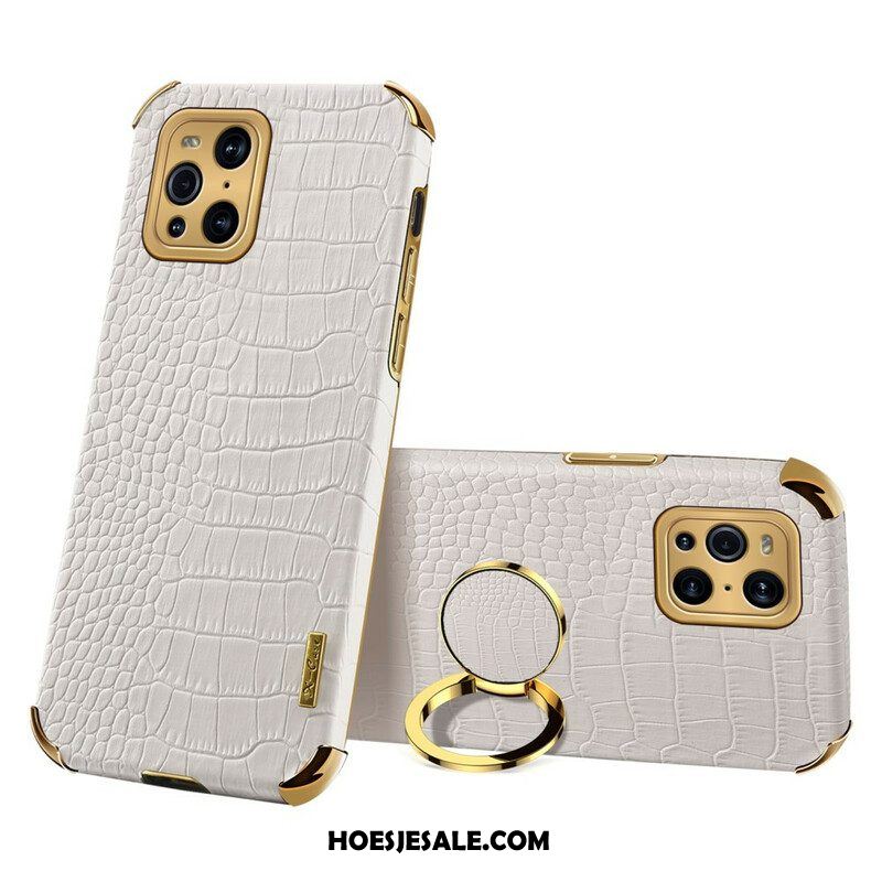 Hoesje voor Oppo Find X3 Pro X-case Krokodillenleer-effect