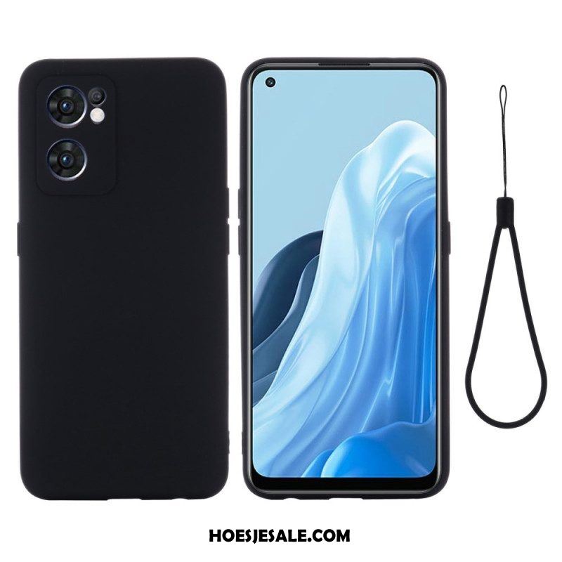 Hoesje voor Oppo Find X5 Lite Vloeibare Siliconen Met Lanyard