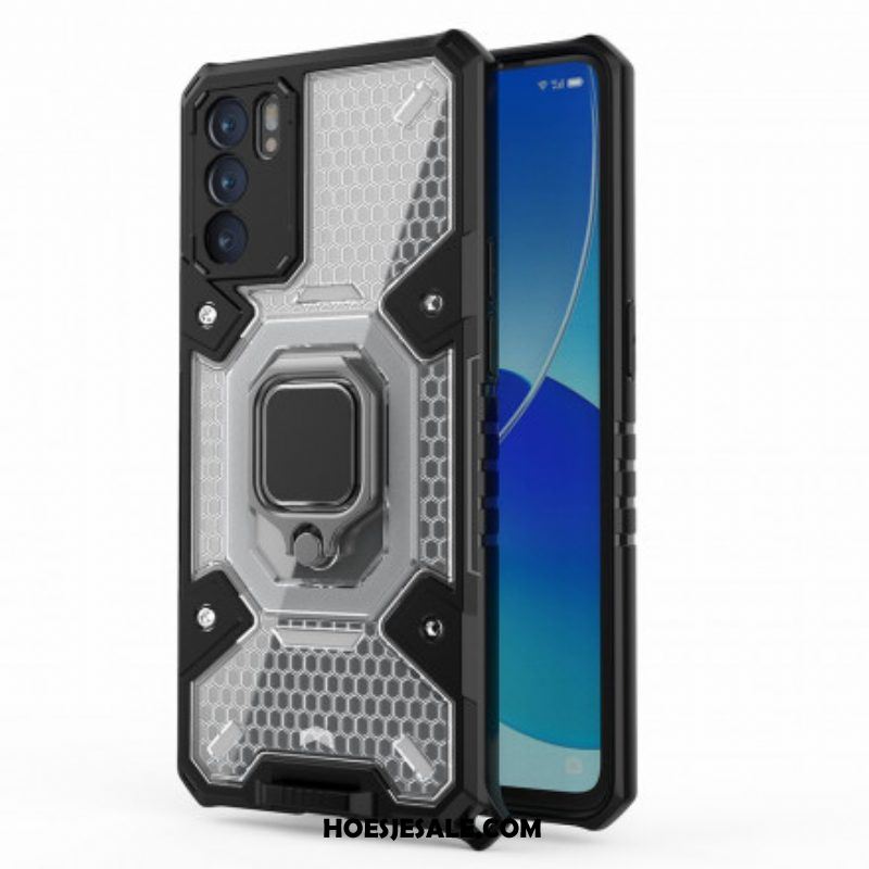 Hoesje voor Oppo Reno 6 5G Honingraat Met Ring