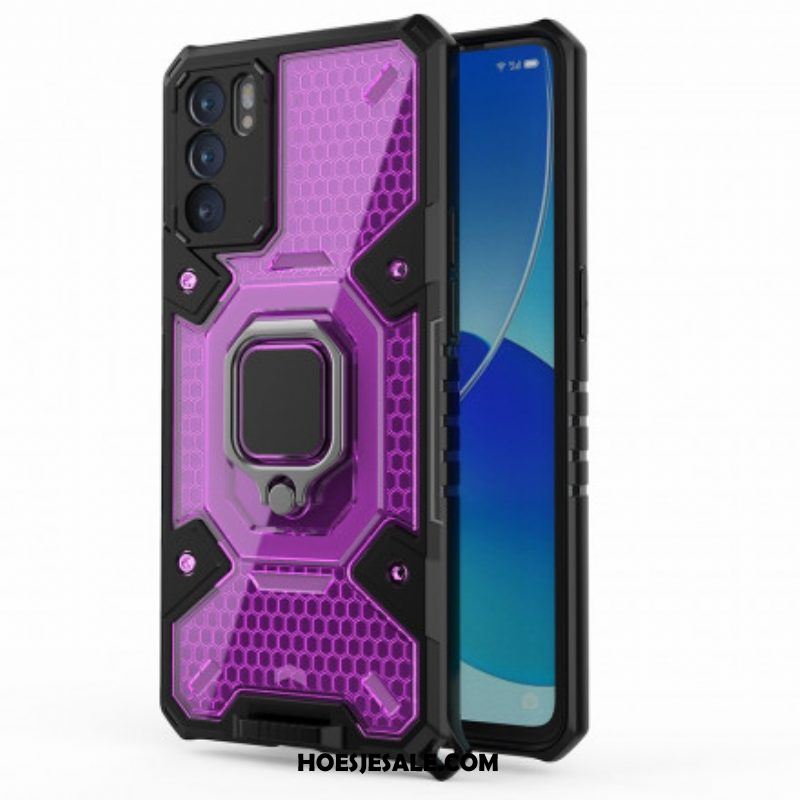 Hoesje voor Oppo Reno 6 5G Honingraat Met Ring