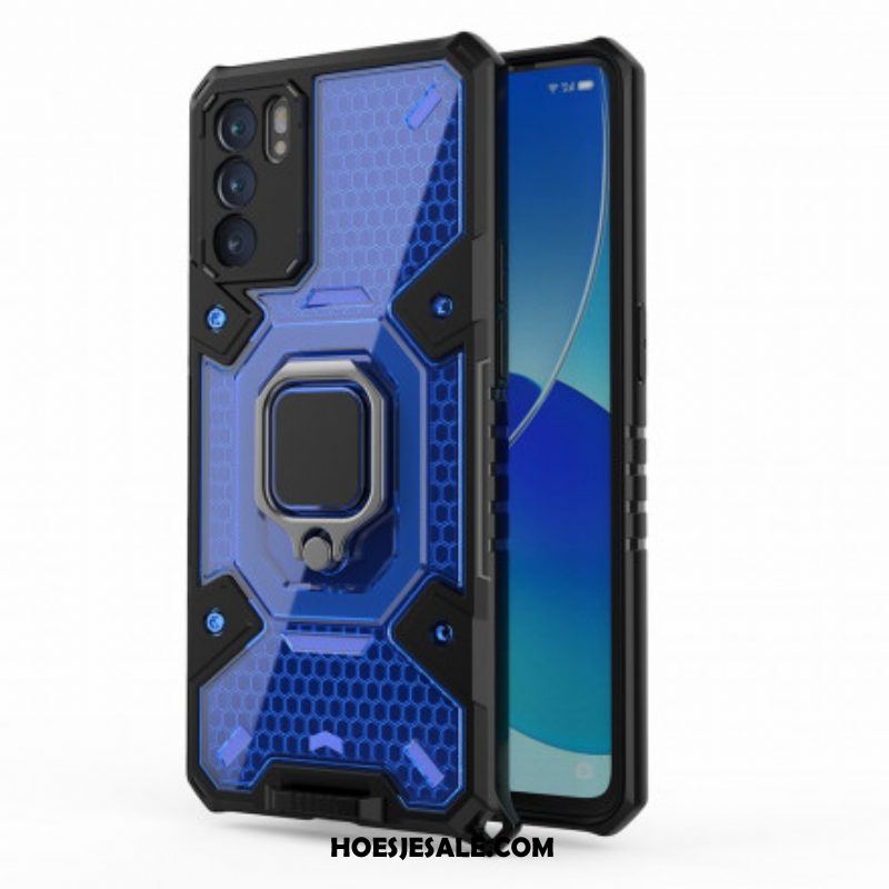 Hoesje voor Oppo Reno 6 5G Honingraat Met Ring