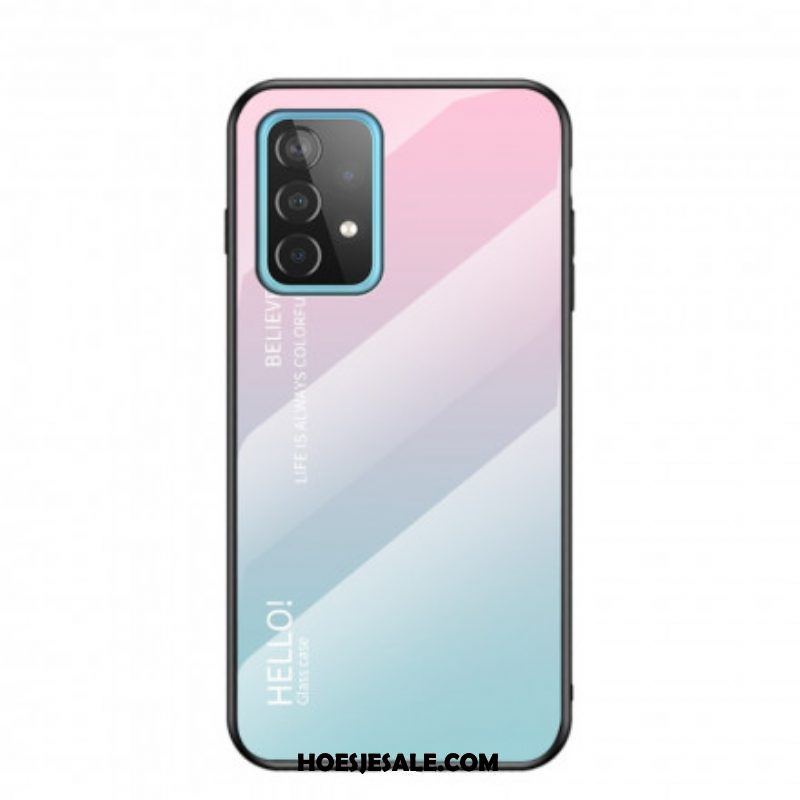 Hoesje voor Samsung Galaxy A52 4G / A52 5G / A52s 5G Gehard Glas Hallo