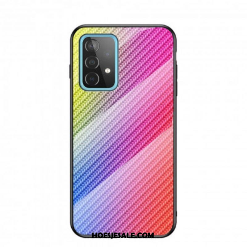 Hoesje voor Samsung Galaxy A52 4G / A52 5G / A52s 5G Koolstofvezel Gehard Glas