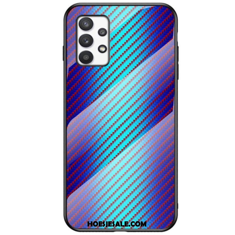 Hoesje voor Samsung Galaxy A53 5G Koolstofvezel Gehard Glas