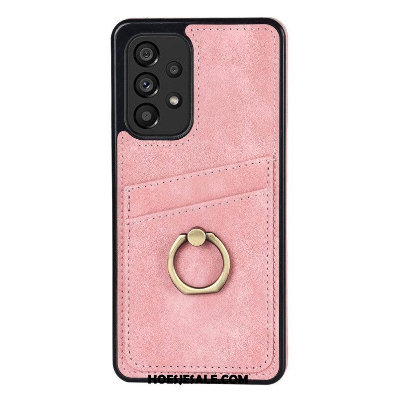 Hoesje voor Samsung Galaxy A53 5G Vintage Ringbeugel En Kaarthouder