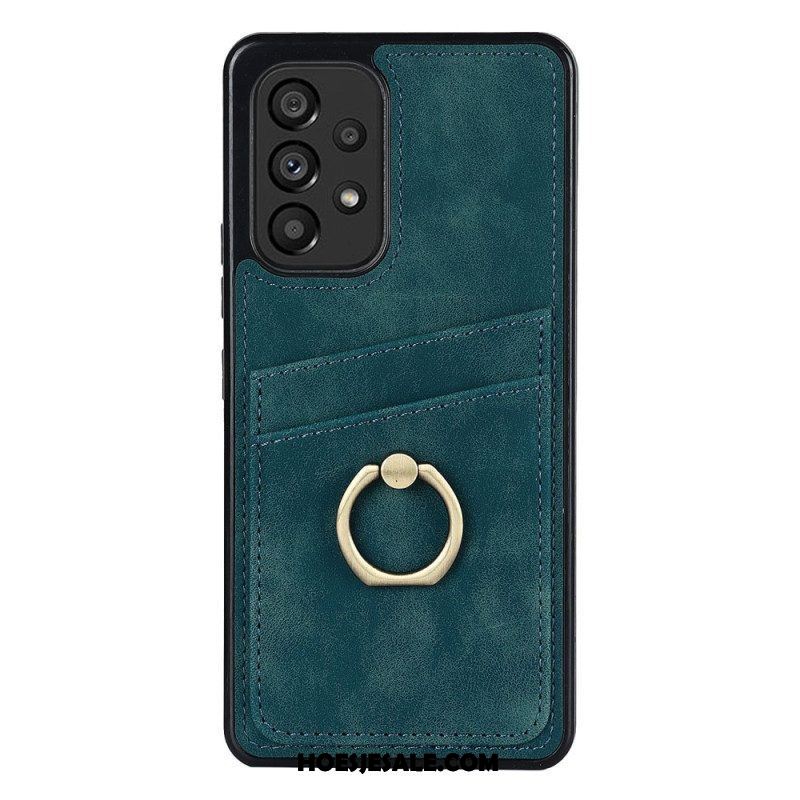 Hoesje voor Samsung Galaxy A53 5G Vintage Ringbeugel En Kaarthouder