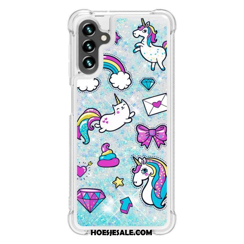 Hoesje voor Samsung Galaxy A54 5G Glitter Eenhoorns