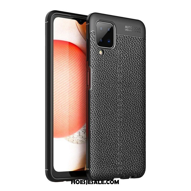 Hoesje voor Samsung Galaxy M12 / A12 Dubbellijnig Litchi-leereffect