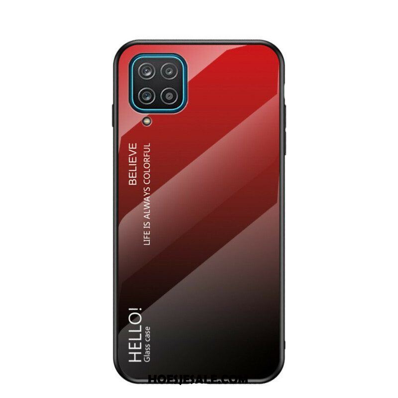 Hoesje voor Samsung Galaxy M12 / A12 Gehard Glas Hallo