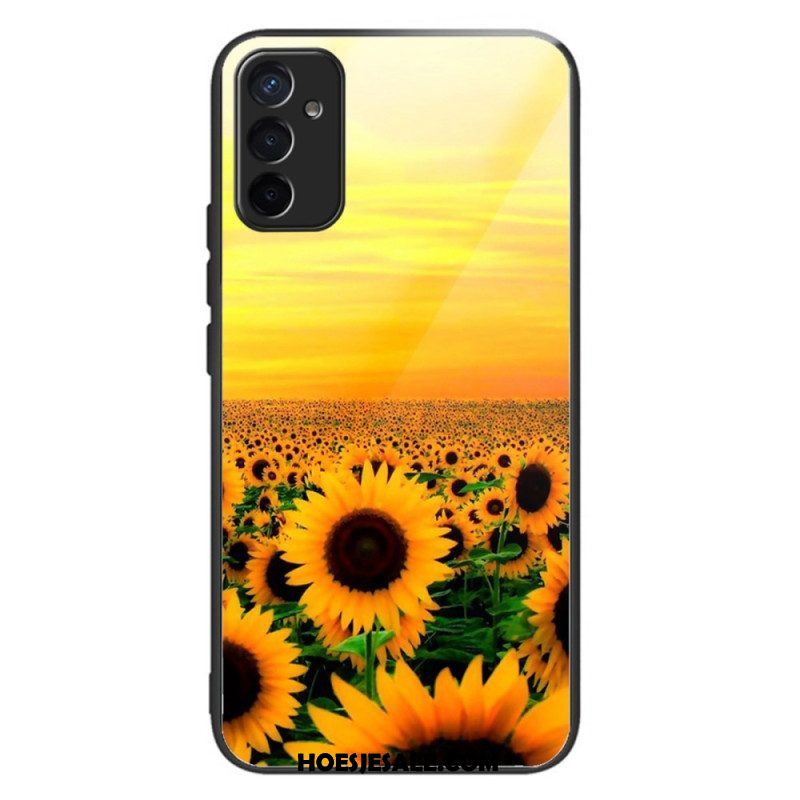 Hoesje voor Samsung Galaxy M13 Tempered Glass Variatie Zonnebloemen