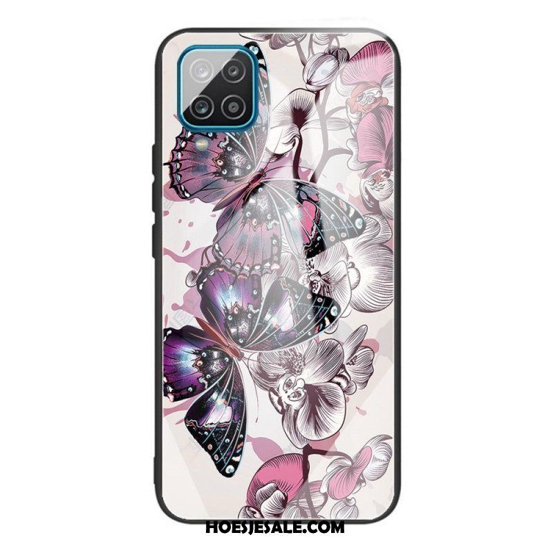 Hoesje voor Samsung Galaxy M32 Vlinders Variatie Gehard Glas