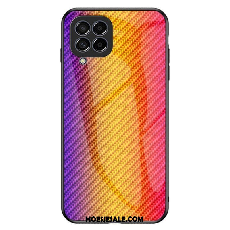 Hoesje voor Samsung Galaxy M33 5G Koolstofvezel Gehard Glas