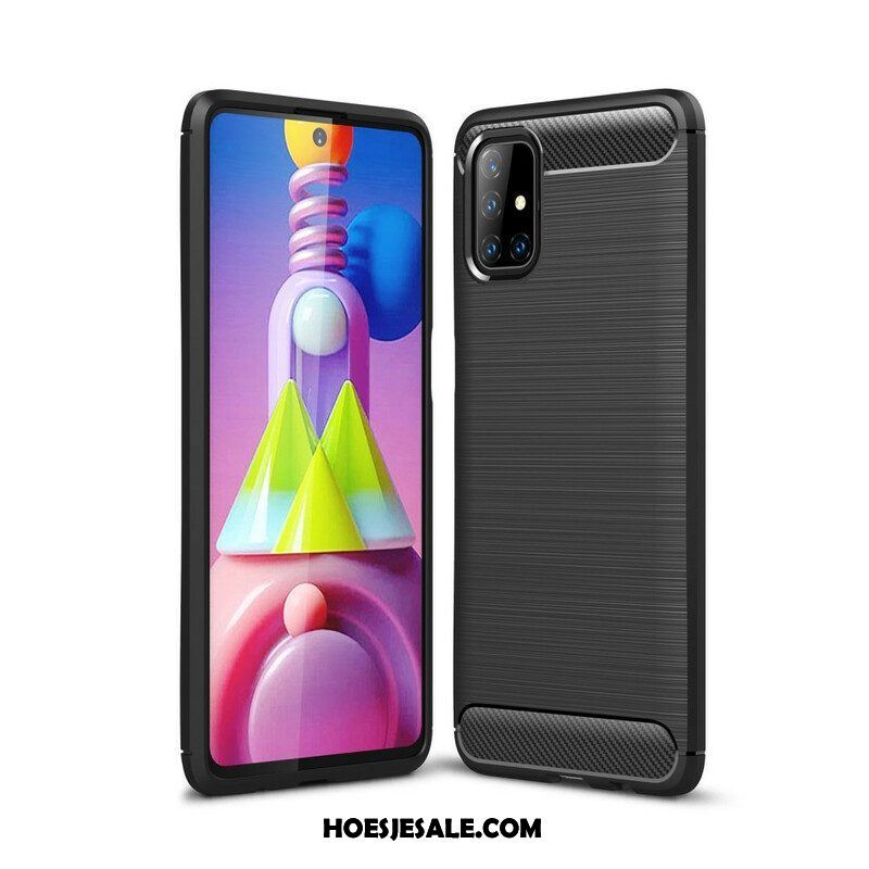 Hoesje voor Samsung Galaxy M51 Geborstelde Koolstofvezel