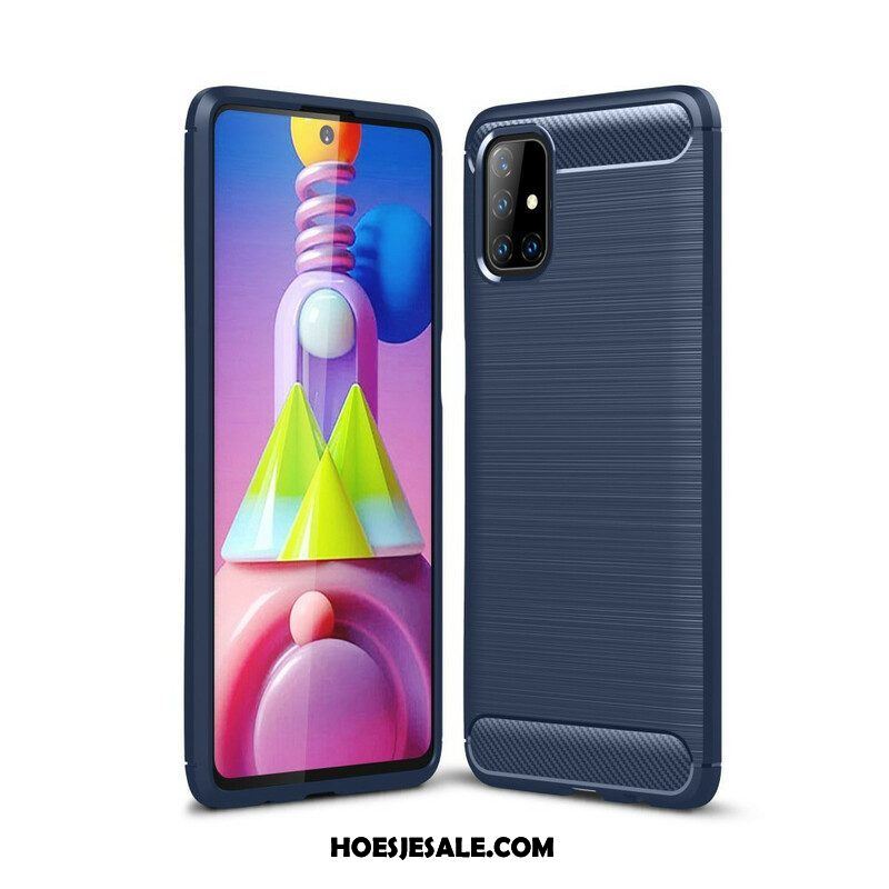 Hoesje voor Samsung Galaxy M51 Geborstelde Koolstofvezel