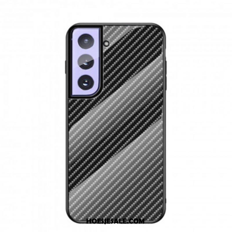 Hoesje voor Samsung Galaxy S21 5G Koolstofvezel Gehard Glas