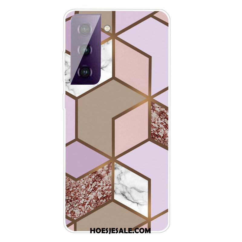 Hoesje voor Samsung Galaxy S21 FE Geometrisch Marmer