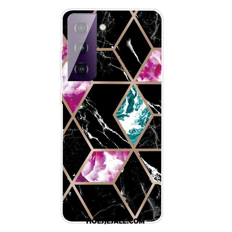 Hoesje voor Samsung Galaxy S21 FE Variabel Geometrisch Marmer