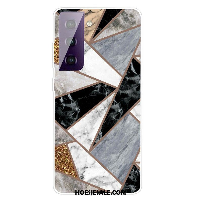 Hoesje voor Samsung Galaxy S21 FE Variabel Geometrisch Marmer