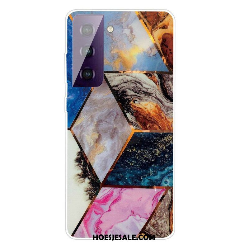 Hoesje voor Samsung Galaxy S21 FE Variabel Geometrisch Marmer