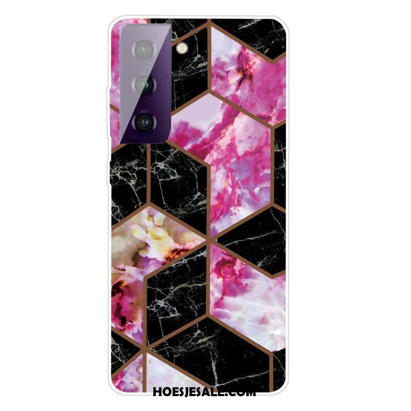 Hoesje voor Samsung Galaxy S21 FE Variabel Geometrisch Marmer