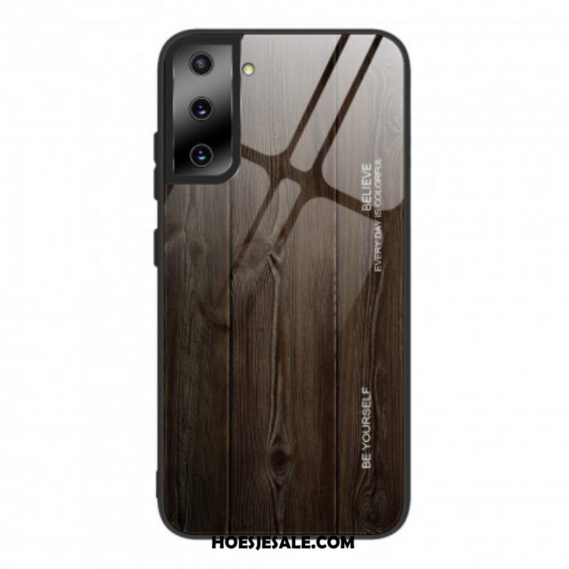 Hoesje voor Samsung Galaxy S21 Plus 5G Houtdesign Gehard Glas