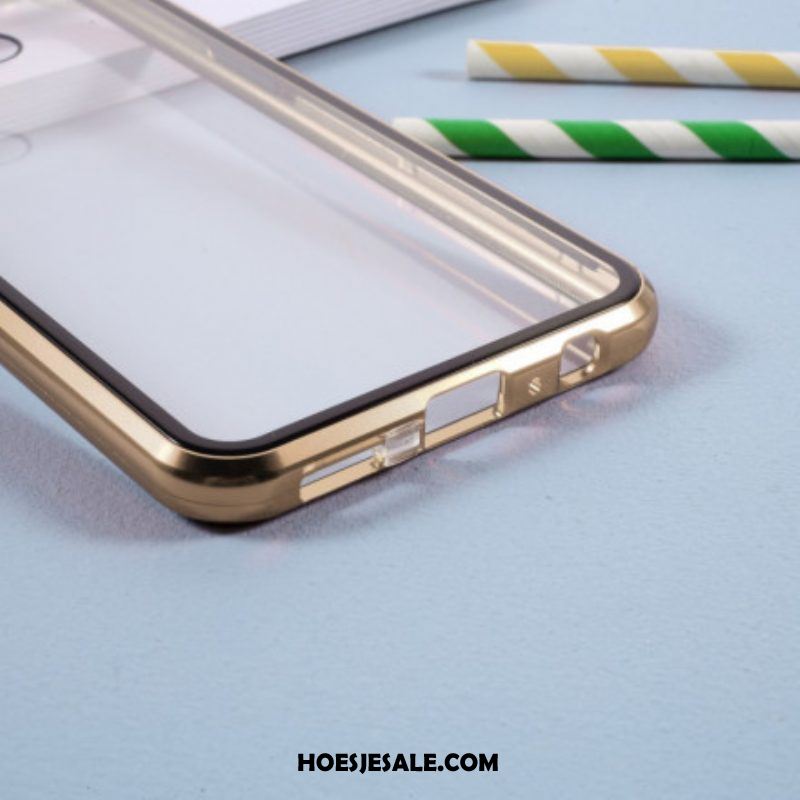Hoesje voor Samsung Galaxy S21 Plus 5G Metalen Randen En Dubbel Gehard Glas