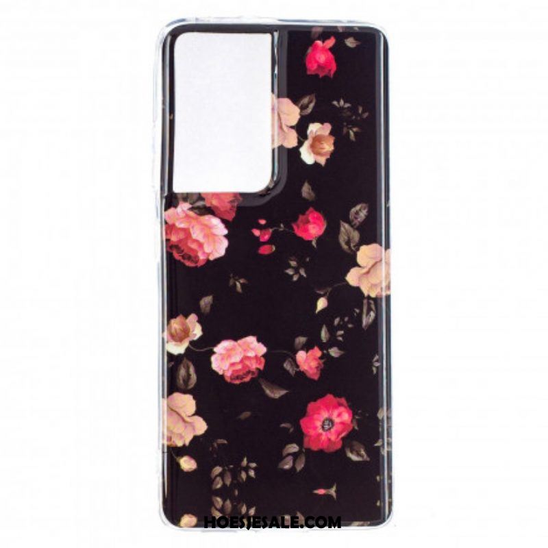 Hoesje voor Samsung Galaxy S21 Ultra 5G Fluorescerende Bloemenserie