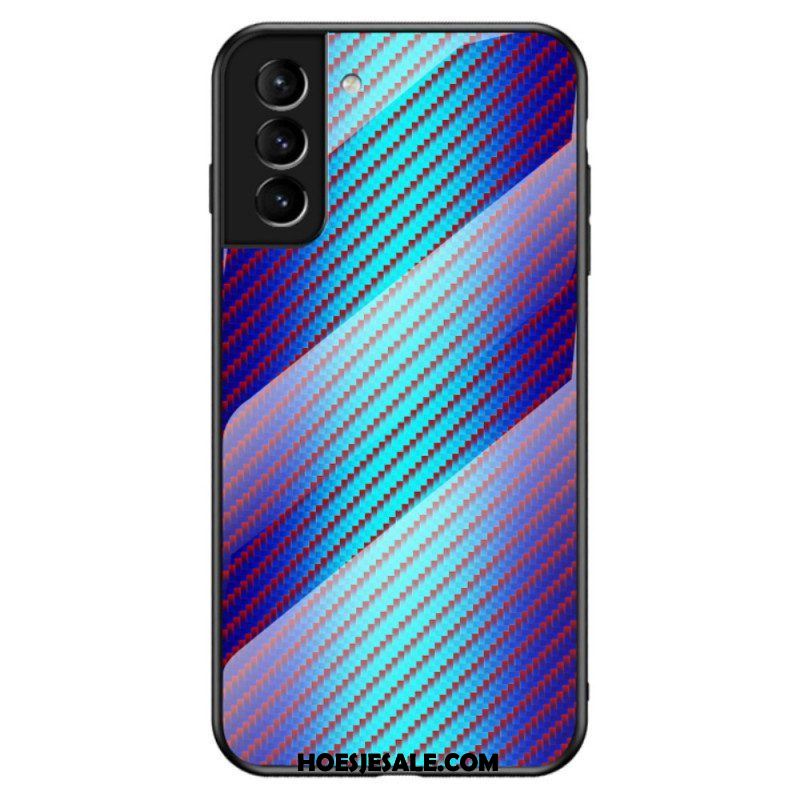 Hoesje voor Samsung Galaxy S22 5G Koolstofvezel Gehard Glas