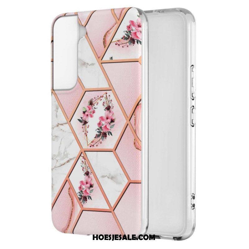 Hoesje voor Samsung Galaxy S22 Plus 5G Gemarmerde Bloemen