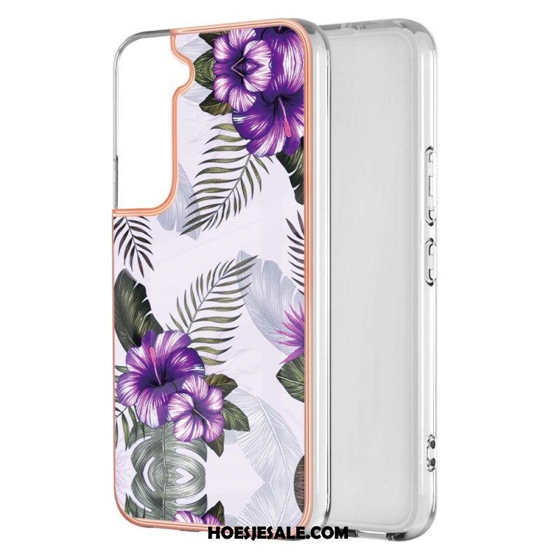 Hoesje voor Samsung Galaxy S22 Plus 5G Gemarmerde Bloemen