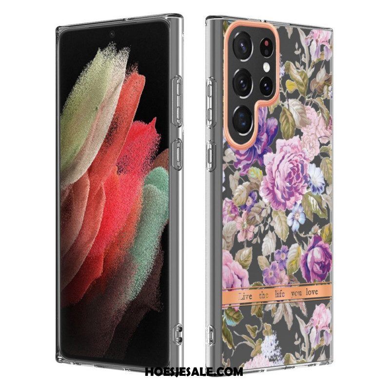 Hoesje voor Samsung Galaxy S22 Ultra 5G Bloemen Leven Het Leven Waar Je Van Houdt