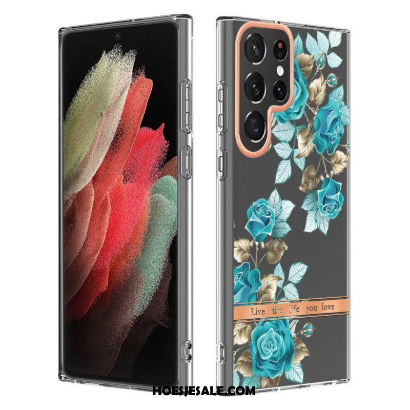 Hoesje voor Samsung Galaxy S22 Ultra 5G Bloemen Leven Het Leven Waar Je Van Houdt