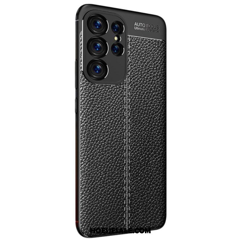 Hoesje voor Samsung Galaxy S23 Ultra 5G Dubbellijnig Litchi-leereffect