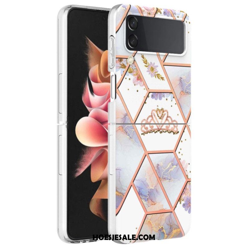 Hoesje voor Samsung Galaxy Z Flip 4 Folio-hoesje Bloemen Marmer