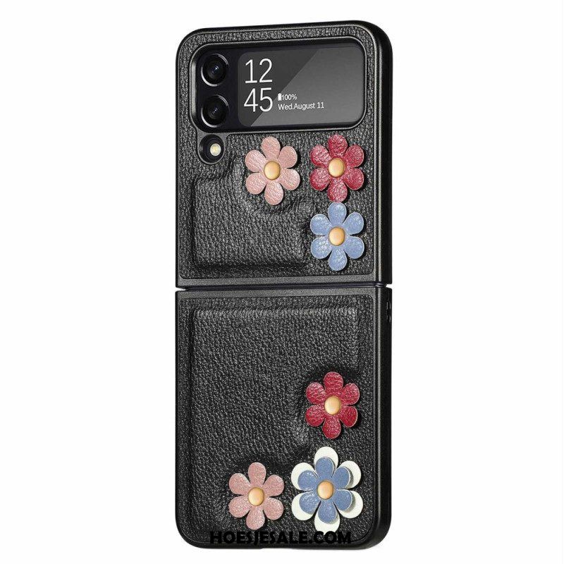 Hoesje voor Samsung Galaxy Z Flip 4 Folio-hoesje Bloemen Van Imitatieleer