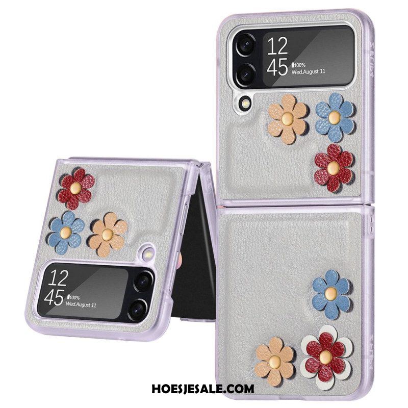 Hoesje voor Samsung Galaxy Z Flip 4 Folio-hoesje Bloemen Van Imitatieleer