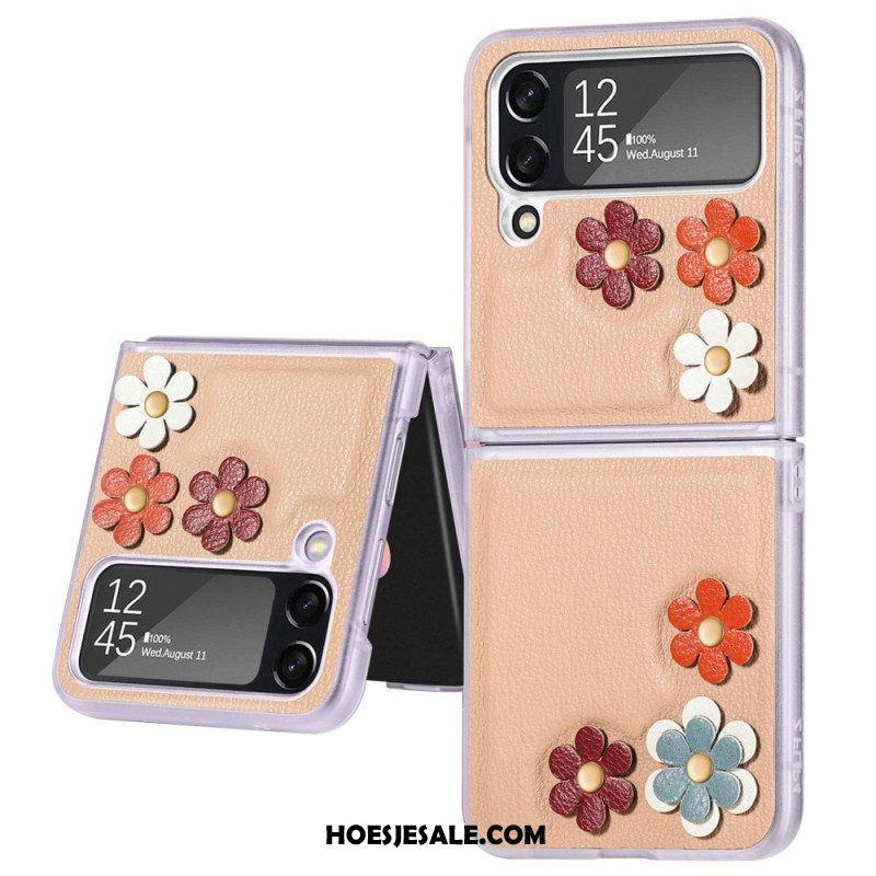 Hoesje voor Samsung Galaxy Z Flip 4 Folio-hoesje Bloemen Van Imitatieleer