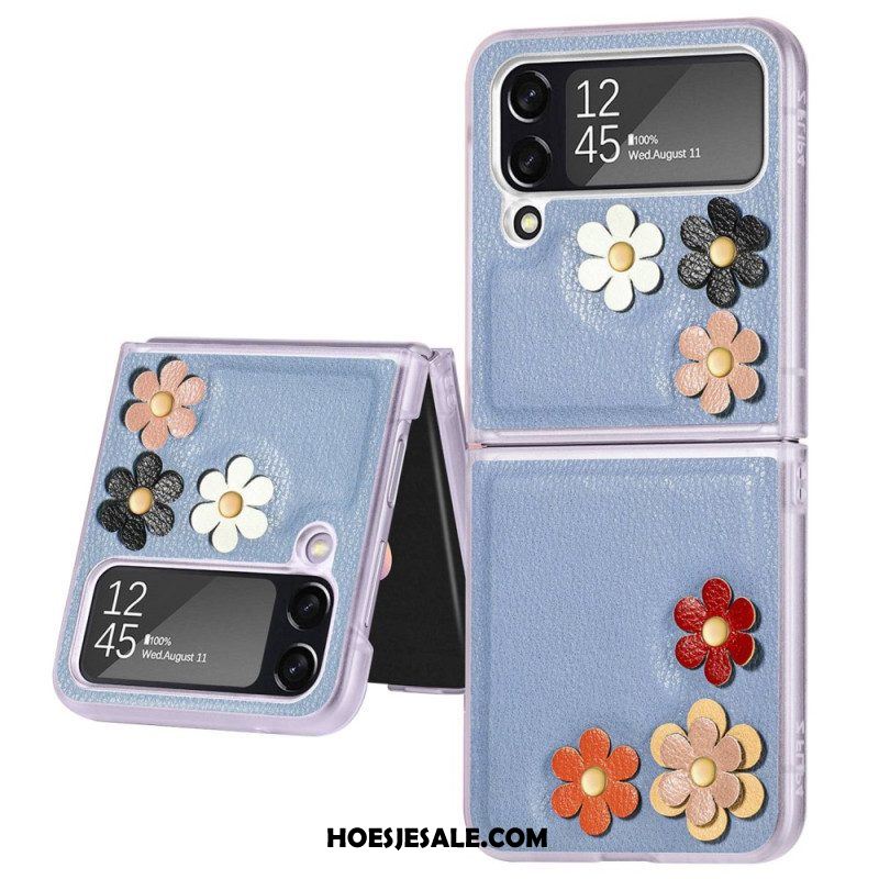 Hoesje voor Samsung Galaxy Z Flip 4 Folio-hoesje Bloemen Van Imitatieleer