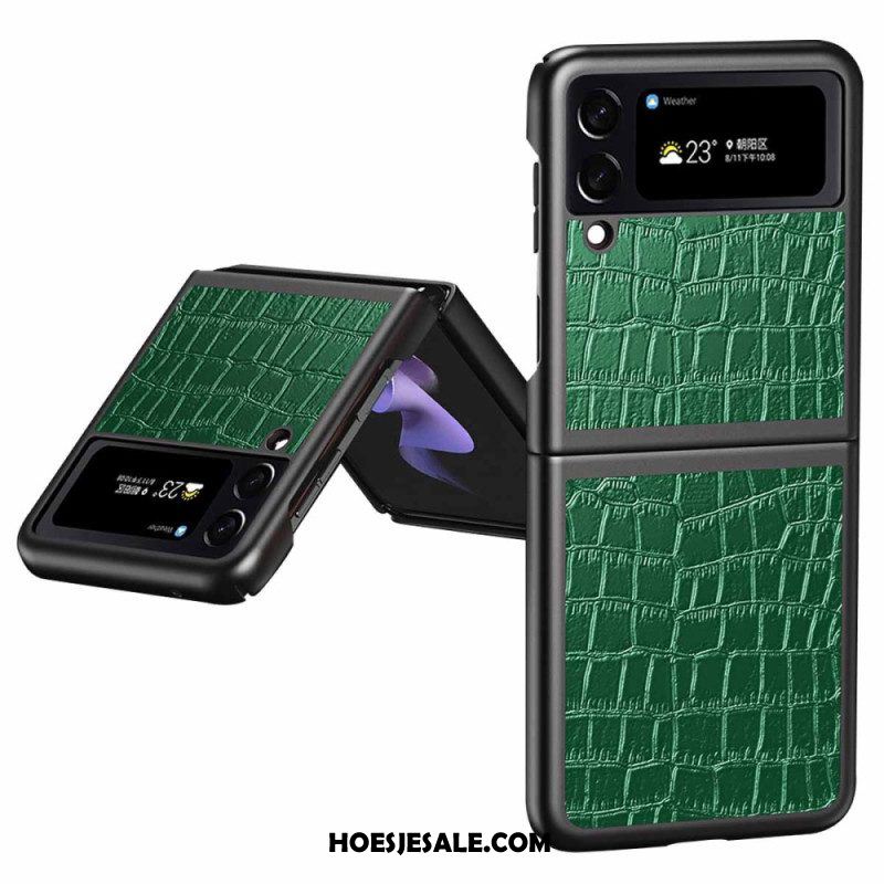 Hoesje voor Samsung Galaxy Z Flip 4 Folio-hoesje Krokodillenhuidstijl